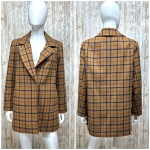 Tyler Boe Plaid Wool Blend Car Coat Blazer